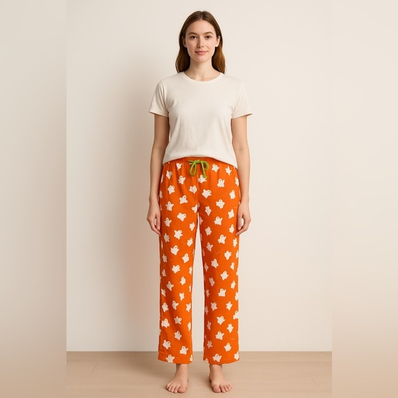 Old Navy Intimates Ghost Print Pajama Pants Orange Women’s Size M - Picture 1 of 7